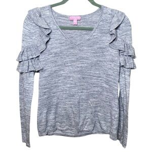 Lilly Pulitzer Grey Fresca Ruffle Sweater Size Small Style 28338